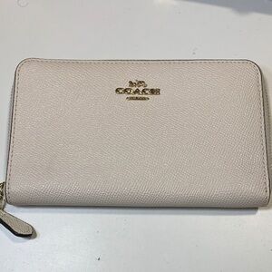 Coach Light Beige Zip Wallet